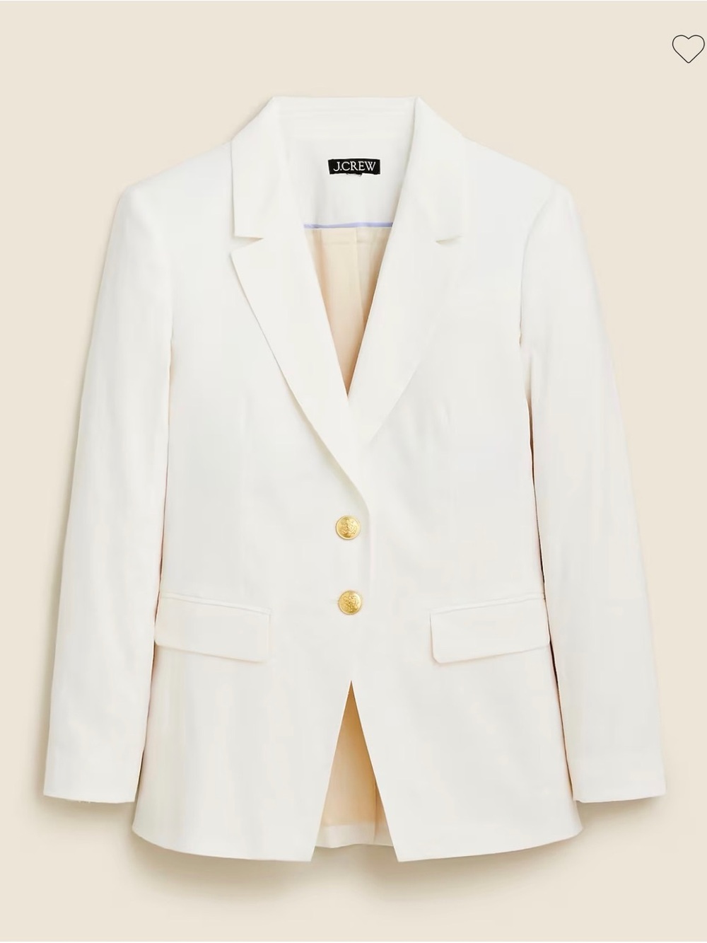 NWT J.Crew Women's Cream Single-Breasted Blazer with Gold Buttons